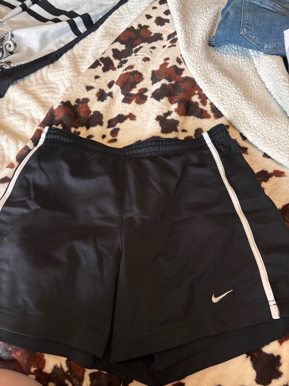 Nike Black Athletic Shorts with White Side Piping